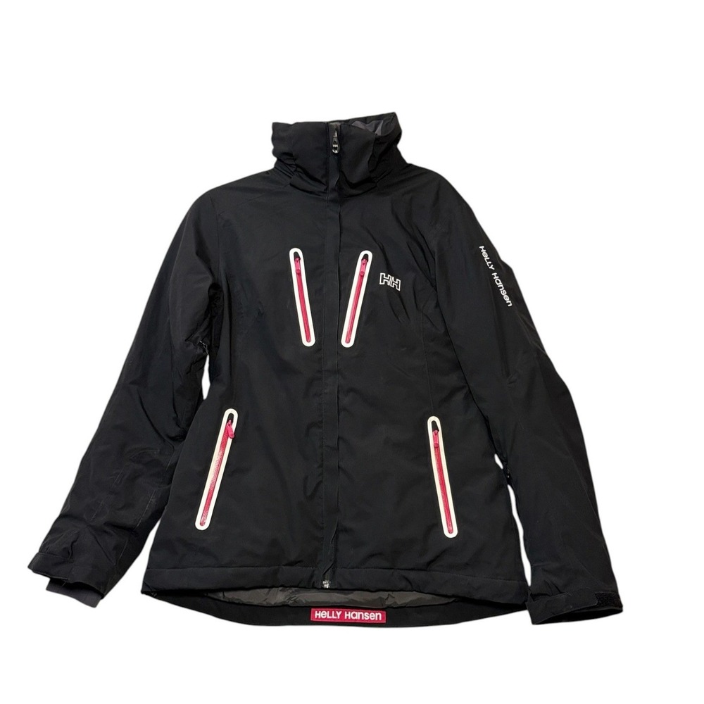 Helly Hansen Womens Motion Ski Jacket M Black Hooded Waterproof Snowboard RECCO